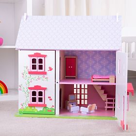 Bigjigs Toys Casa delle bambole rosa, Bigjigs Toys