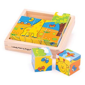 Bigjigs Toys Cubi Immagine Safari 9 Cubi, Bigjigs Toys