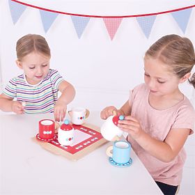 Bigjigs Toys Servizio da tè a pois