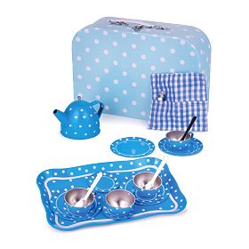 Bigjigs Toys Set da tè blu a pois
