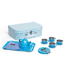 Bigjigs Toys Set da tè blu a pois