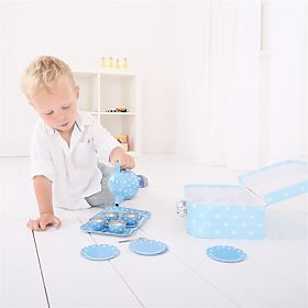 Bigjigs Toys Set da tè blu a pois