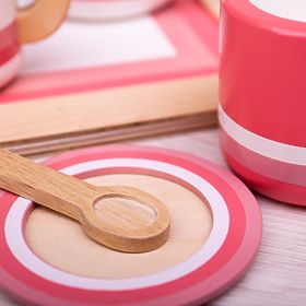 Bigjigs Toys Set da tè in legno rosa
