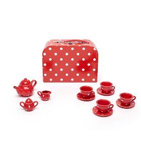 Bigjigs Toys Set da tè rosso a pois
