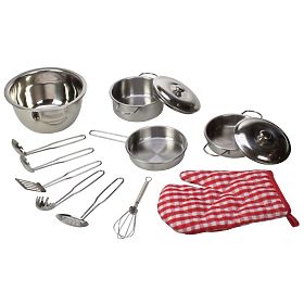 Bigjigs Toys Set di stoviglie in metallo