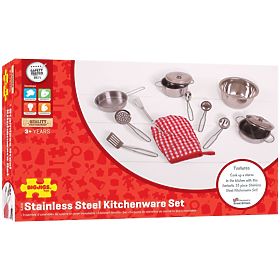 Bigjigs Toys Set di stoviglie in metallo