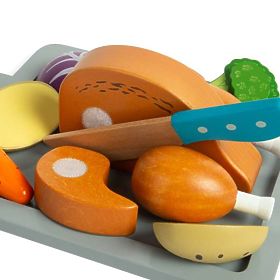 Bigjigs Toys Set Pollo arrosto con verdure, Bigjigs Toys