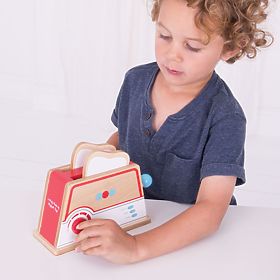 Bigjigs Toys Tostapane in legno con pois, Bigjigs Toys