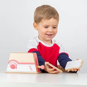 Bigjigs Toys Tostapane in legno rosa - confezione danneggiata