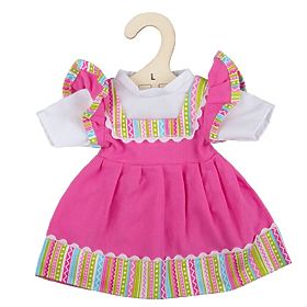 Bigjigs Toys Vestito rosa con bordo a righe per bambola 38 cm, Bigjigs Toys