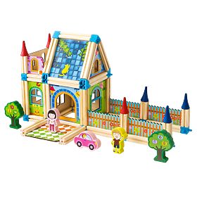 Blocchi di costruzione in legno per costruire una casetta 6 in 1 ECOTOYS