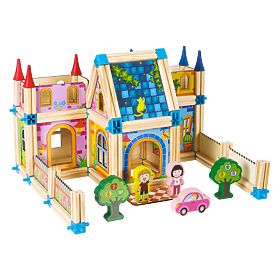 Blocchi di costruzione in legno per costruire una casetta 6 in 1 ECOTOYS