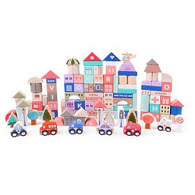 Blocchi educativi in legno città con base 115 pezzi ECOTOYS