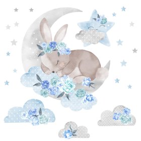 Adesivo murale Coniglio che dorme - blu