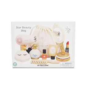 Borsa cosmetica con accessori in legno