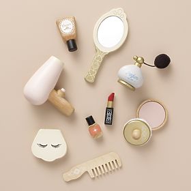 Borsa cosmetica con accessori in legno