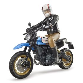 Bruder 63051 BWORLD Moto Scrambler Ducati Cafe Racer con pilota