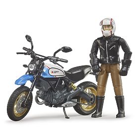 Bruder 63051 BWORLD Moto Scrambler Ducati Cafe Racer con pilota