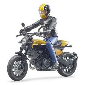 Bruder 63053 BWORLD Motocicletta Scrambler Ducati Cafe Racer con pilota
