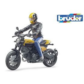 Bruder 63053 BWORLD Motocicletta Scrambler Ducati Cafe Racer con pilota, Bruder