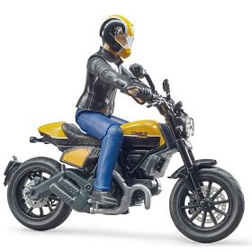 Bruder 63053 BWORLD Motocicletta Scrambler Ducati Cafe Racer con pilota