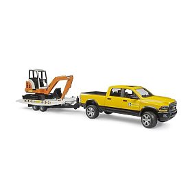 Bruder Auto di Servizio Fuoristrada RAM con Miniescavatore