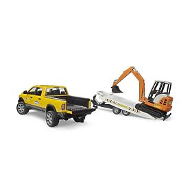 Bruder Auto di Servizio Fuoristrada RAM con Miniescavatore