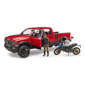 Bruder Auto Fuoristrada RAM con Motocicletta