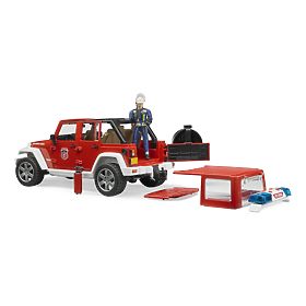 Bruder Jeep Wrangler dei Vigili del Fuoco Rosso con Figurina e Accessori