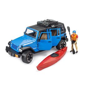 Bruder Jeep Wrangler Rubicon con kayak e figurina 1:16