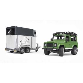 Bruder LAND ROVER con rimorchio per cavalli, Bruder