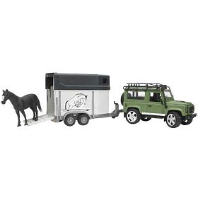 Bruder LAND ROVER con rimorchio per cavalli, Bruder
