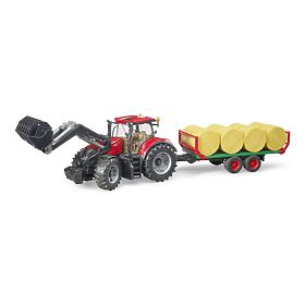 Bruder Trattore Case IH Optum 300 CVX con caricatore frontale e trasportatore per balle