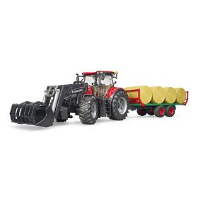 Bruder Trattore Case IH Optum 300 CVX con caricatore frontale e trasportatore per balle