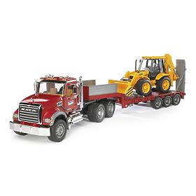 Camion Bruder MACK Granit con rimorchio e trattore JCB