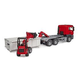 Camion Bruder MAN TGS con container e caricatore Schäffer Hoflader