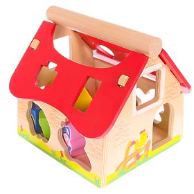 Casetta in legno, fattoria smistatrice con blocchi ECOTOYS