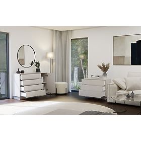 Cassettiera AMBER 1D4S Armadietto 1 Porta 4 Cassetti per Camera da Letto Soggiorno CASHMERE Beige