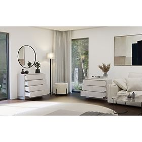 Cassettiera AMBER 4S Armadietto 4 Cassetti per Camera da Letto Soggiorno CASHMERE Beige