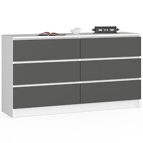 Cassettiera K 140 cm 6 cassetti PK bianco-grafite grigio