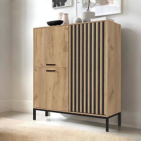 Cassettiera LAMINO KM-2 rovere craft/nero, gambe: nere