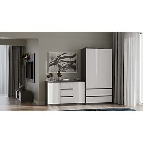 Cassettiera Malwa 2D3S ANTRACITE BIANCO
