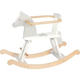 Cavallo a dondolo in legno con anello protettivo