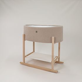 Cesta di Mosè Teddy con base in legno - beige
