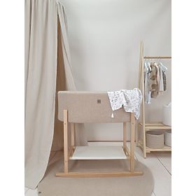 Cesta di Mosè Teddy con base in legno - beige
