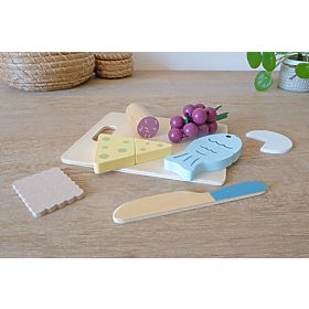 Cibo in legno - affettare - Combinazione snack