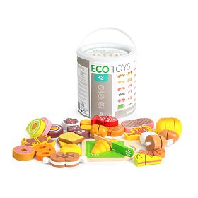 Cibo in legno da tagliare 23 pezzi ECOTOYS, EcoToys