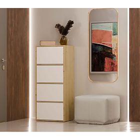 Comò ALMA Frontale BIANCO Corpo ROVERE ARTIGIANO