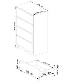 COMÒ K 60 cm 4 CASSETTI PK ONTANO