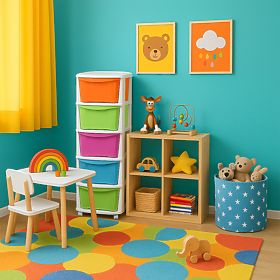 Contenitore per giocattoli con 5 cassetti su ruote